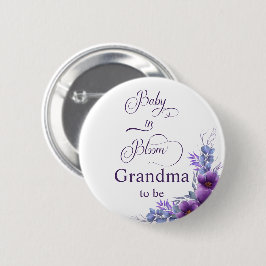 Bóton Redondo 5.08cm Vovó para ser da Flor Púrpura da Aquarela Elegante