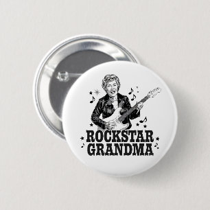 Bóton Redondo 5.08cm Vovó Rockstar - Design de Música Divertida e Retro