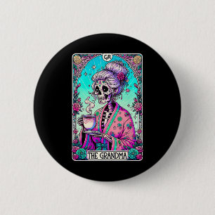 Bóton Redondo 5.08cm Vovó Tarot Card Skeleton Dia de as mães Witch