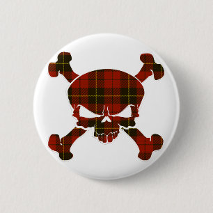 Bóton Redondo 5.08cm Wallace Tartan Skull Sem Banner
