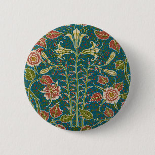 Bóton Redondo 5.08cm Walter Crane Antiga Floral Lírio e Rosa