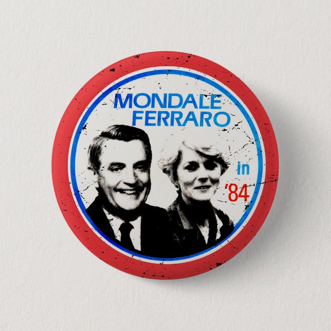 Bóton Redondo 5.08cm Walter Mondale Geraldine Ferrero Vintage (Frente)