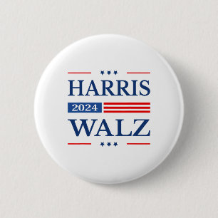 Bóton Redondo 5.08cm Waltz 2024 Kamala Harris 2024 Tim Waltz 2024 Usa F