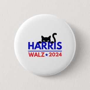 Bóton Redondo 5.08cm Walz 2024 Engraçado Eleição Gato Kamala Harris Tim