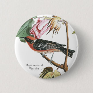 Bóton Redondo 5.08cm Warbler, Audubon, Wood Warbler, Bird