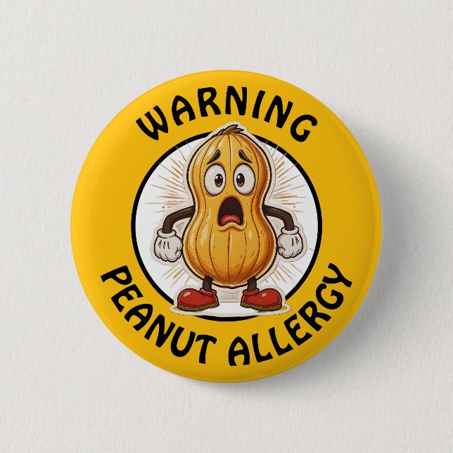 Bóton Redondo 5.08cm Warning Peanut Allergy Alert   (Frente)