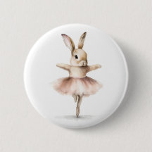 Watercolor Ballerina Bunny Dancing Tan Pink
