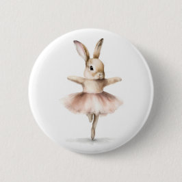 Bóton Redondo 5.08cm Watercolor Ballerina Bunny Dancing Tan Pink