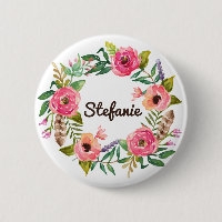 Watercolor Boho Floral Wreath Personalizado
