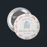 Bóton Redondo 5.08cm Watercolor Floral Tea Party | CHÁ DE FRALDAS<br><div class="desc">Estes botões são perfeitos para quem tiver um chá de fraldas este ano. Este design é fácil de personalizar com a sua redação de eventos especiais e seus convidados ficarão entusiasmados quando eles virem esses botões fabulosos de festas. Itens correspondentes podem ser encontrados na coleção.</div>