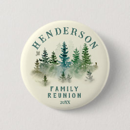 Bóton Redondo 5.08cm Watercolor PineTrees Family Reunion Button