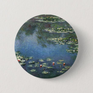 Bóton Redondo 5.08cm Waterlilies por Claude Monet, flores do vintage