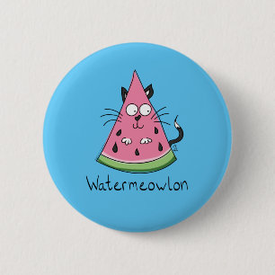 Bóton Redondo 5.08cm Watermeowlon Watermelon Gato Button Pin Engraçado