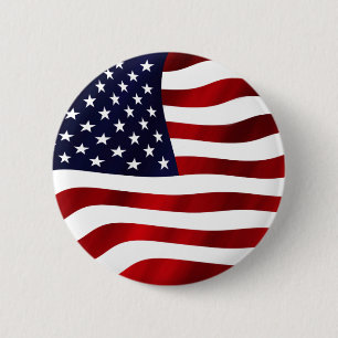 Bóton Redondo 5.08cm Waving U.S. Flag