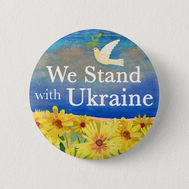 Bóton Redondo 5.08cm WE STAND WITH UKRAINE Button (Frente)