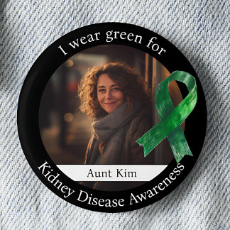 Bóton Redondo 5.08cm Wear Green for Kidney Disease Awareness Photo