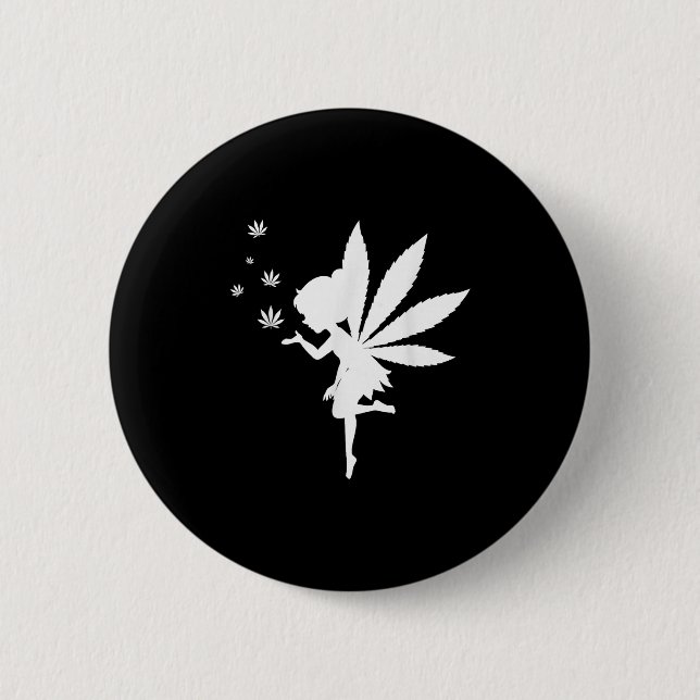 Bóton Redondo 5.08cm Weed Fairy Fantasy Leaf Stoner Pote Smoker (Frente)