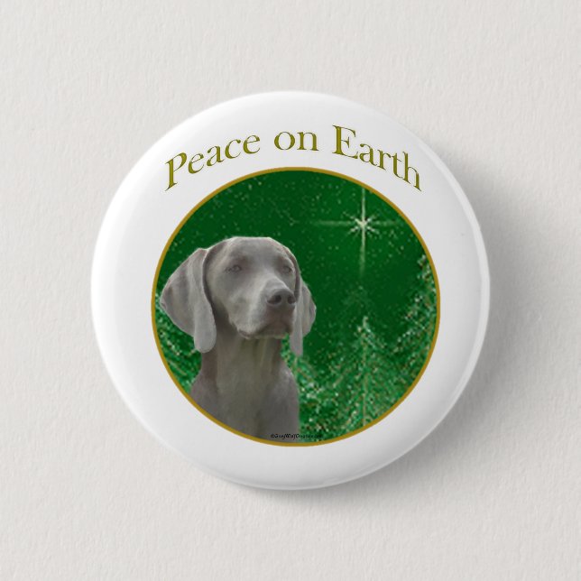 Bóton Redondo 5.08cm Weimeraner Peace on Earth - Button (Frente)