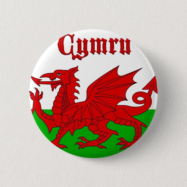 Bóton Redondo 5.08cm Welsh Flag Cymru (Frente)