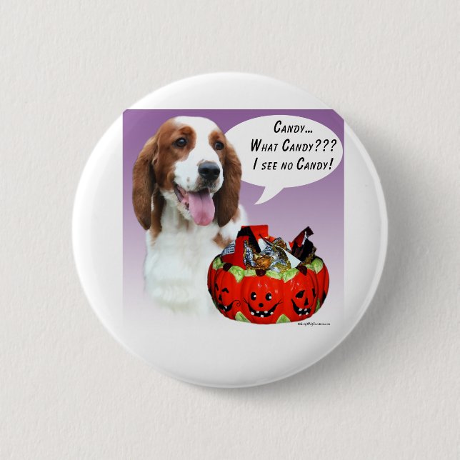 Bóton Redondo 5.08cm Welsh Springer Spaniel Halloween Candy (Frente)