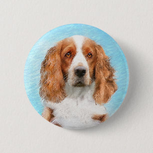 Bóton Redondo 5.08cm Welsh Springer Spaniel Painting - Arte Original De