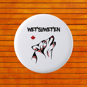 Bóton Redondo 5.08cm Wet'suwet en Howling Wolf Haida Style Tattoo Color