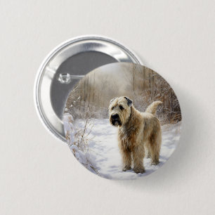 Bóton Redondo 5.08cm Wheaten Terrier Deixe Nevar Natal
