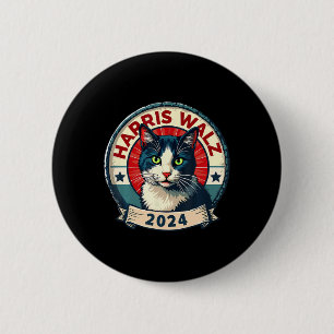 Bóton Redondo 5.08cm Wheimer 2024 Engraçado Gato Eleição Kamala Harris