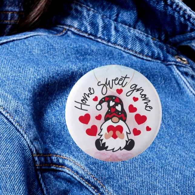 Bóton Redondo 5.08cm Whimsical Abode: Botão Gnome do Home Sweet (Criador carregado)