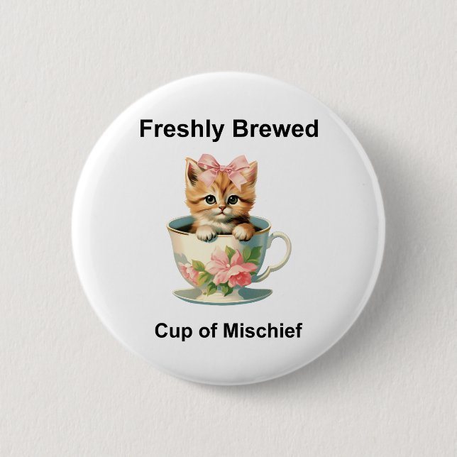 Bóton Redondo 5.08cm Whimsical Cat (Frente)