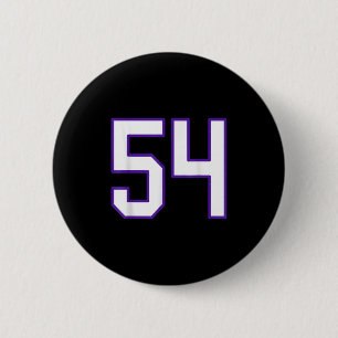 Bóton Redondo 5.08cm White E Purple Número 54 Jersey Player Uniforme #
