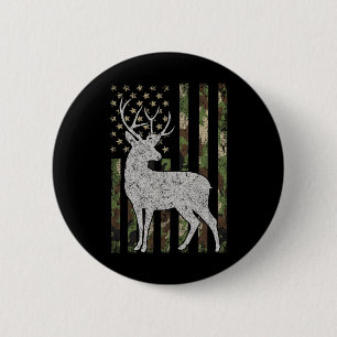 Bóton Redondo 5.08cm Whitetail Buck Deer Caçando A Camuflagem Americana