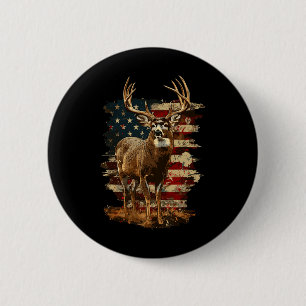 Bóton Redondo 5.08cm Whitetail Buck Deer Hunting 4 De Julho Americano