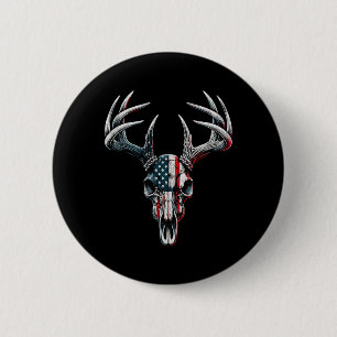 Bóton Redondo 5.08cm Whitetail Deer Hunting - Bandeira Americana Em Buc