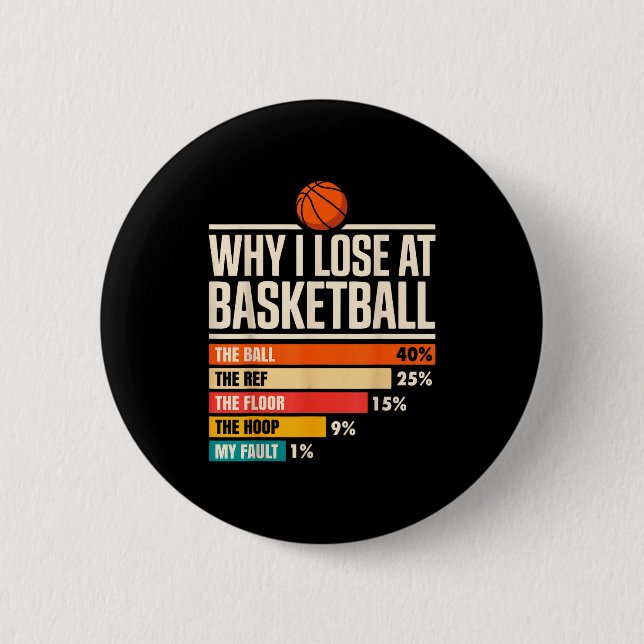 Bóton Redondo 5.08cm Why I Always Miss Funny Chart Basketball Hoop  (Frente)