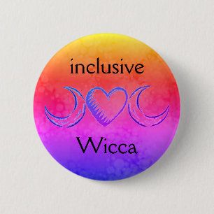 Bóton Redondo 5.08cm Wicca inclusiva (amarelo, rosa quente, azul)