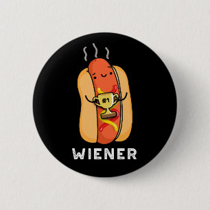 Bóton Redondo 5.08cm Wiener Funny Sausage Pun Dark BG