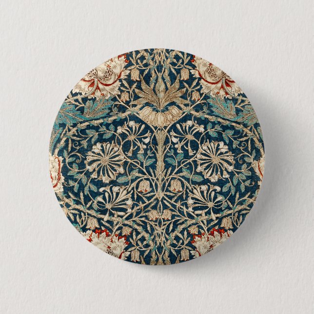 Bóton Redondo 5.08cm William Morris Antigo Floral Honeysuckle (Frente)