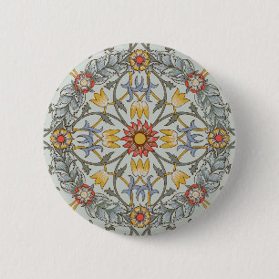 Bóton Redondo 5.08cm William Morris Floral Circle Flower Illustration