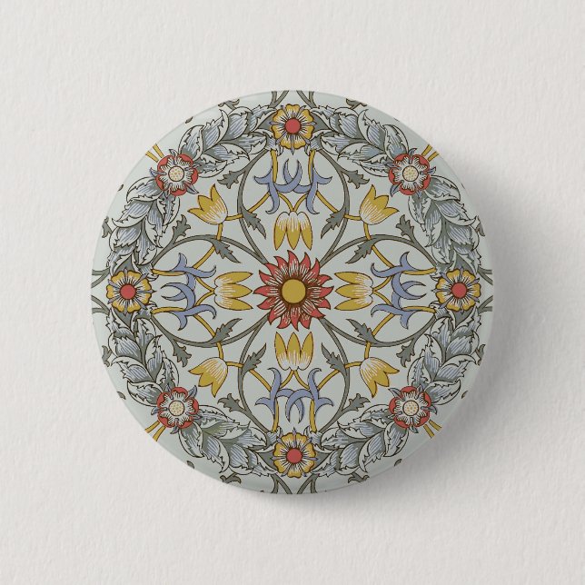 Bóton Redondo 5.08cm William Morris Floral Circle Flower Illustration (Frente)