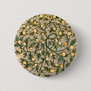 Bóton Redondo 5.08cm William Morris Floral Frutas Jardim Flor Clássico
