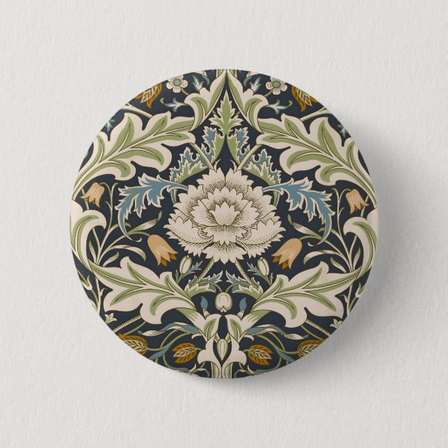 Bóton Redondo 5.08cm William Morris Severn Floral Pattern Classic (Frente)