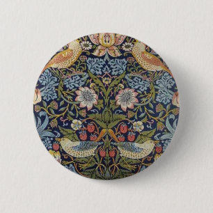 Bóton Redondo 5.08cm William Morris Strawberry Thief Design 1883