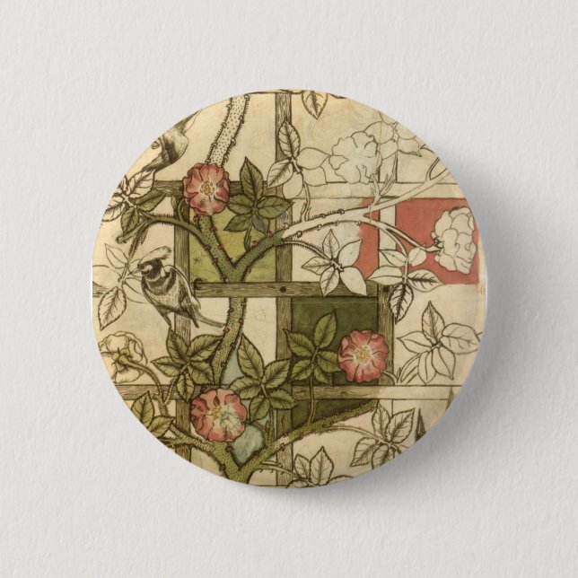 Bóton Redondo 5.08cm William Morris - Trellis (Frente)