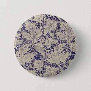 Bóton Redondo 5.08cm William Morris Wallflower Blue damask
