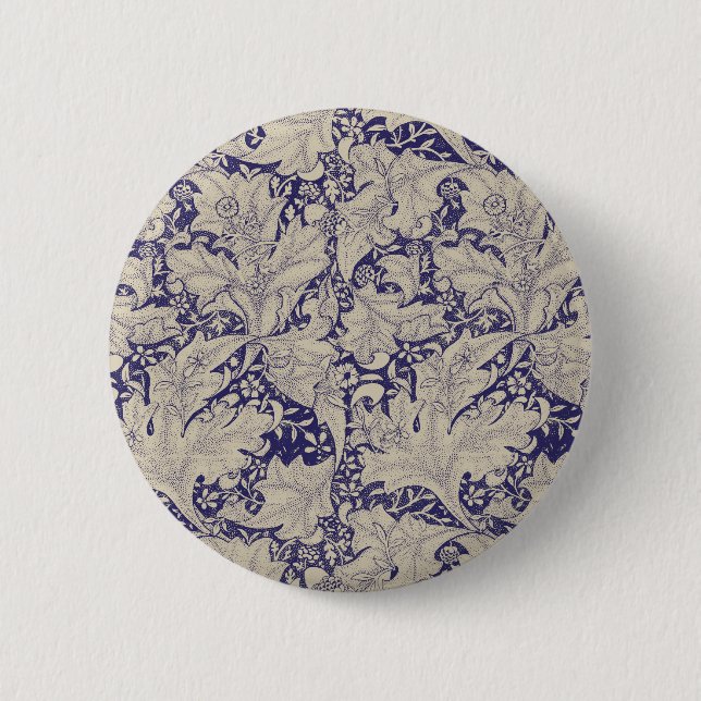 Bóton Redondo 5.08cm William Morris Wallflower Blue damask (Frente)
