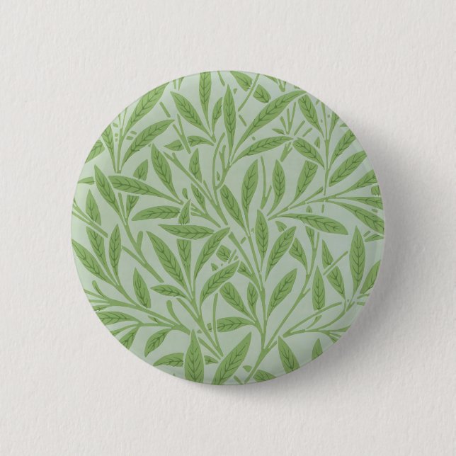 Bóton Redondo 5.08cm William Morris Willow Flor Classic Verde (Frente)