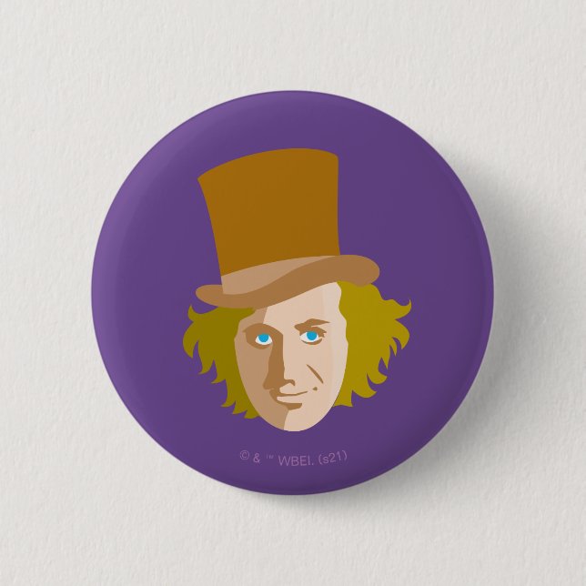 Bóton Redondo 5.08cm Willy Wonka Stenciled Face Graphic (Frente)