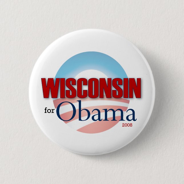 Bóton Redondo 5.08cm WISCONSIN para Obama (Frente)