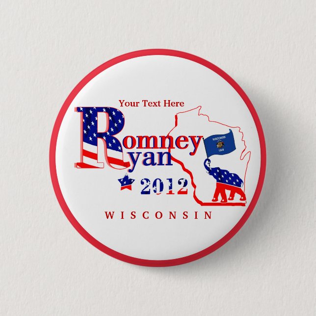 Bóton Redondo 5.08cm Wisconsin Romney e o botão de Ryan 2012 (Frente)